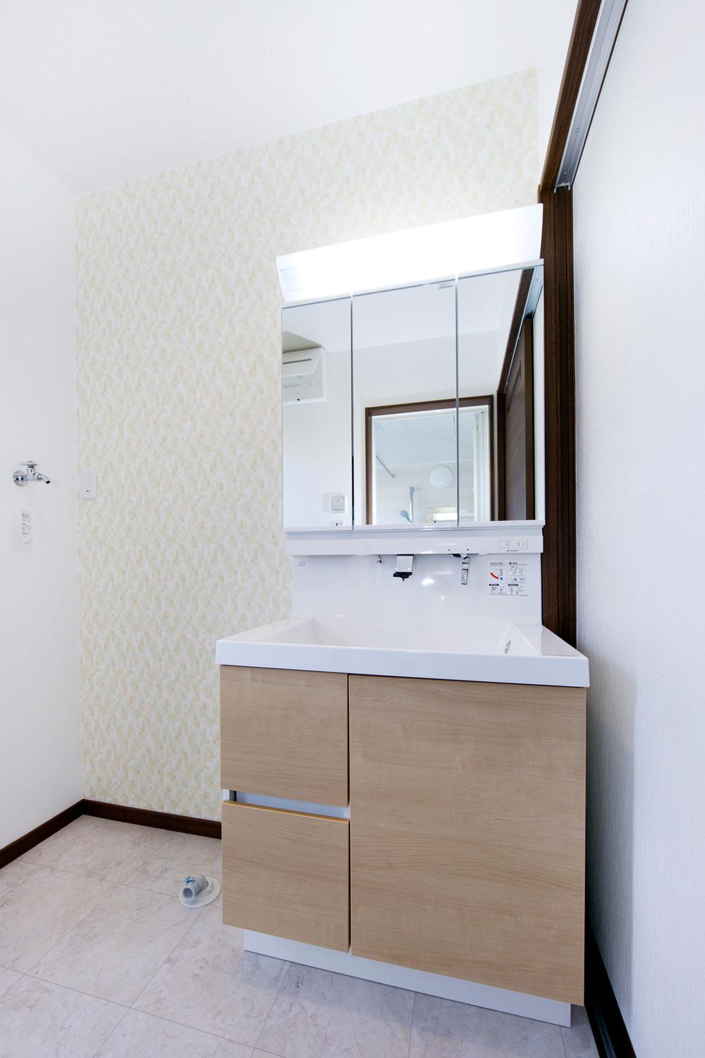 Wash basin, toilet. Simple and stylish bathroom vanity