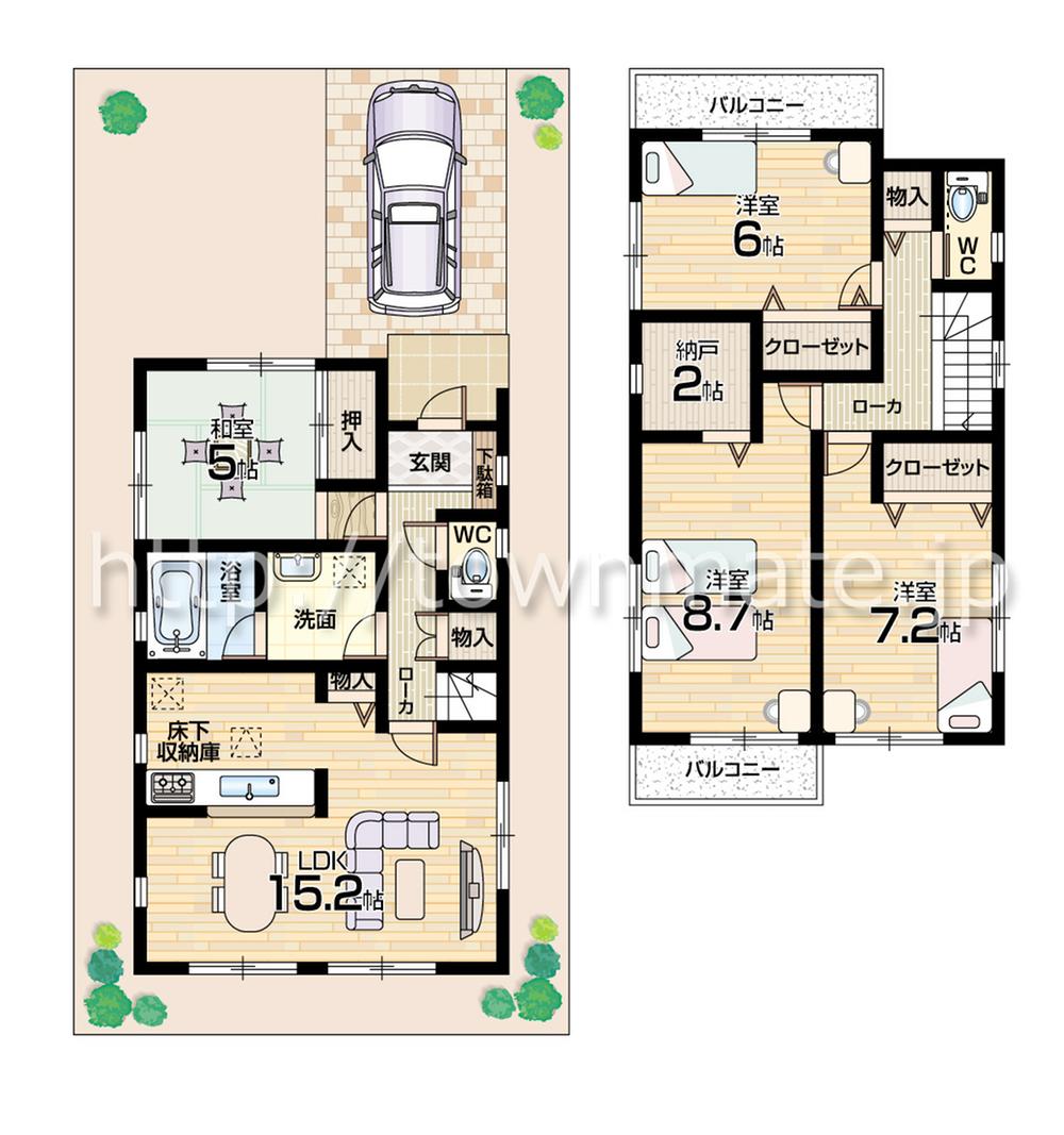 Floor plan. (3 Building), Price 27,900,000 yen, 4LDK+S, Land area 120.09 sq m , Building area 99.63 sq m