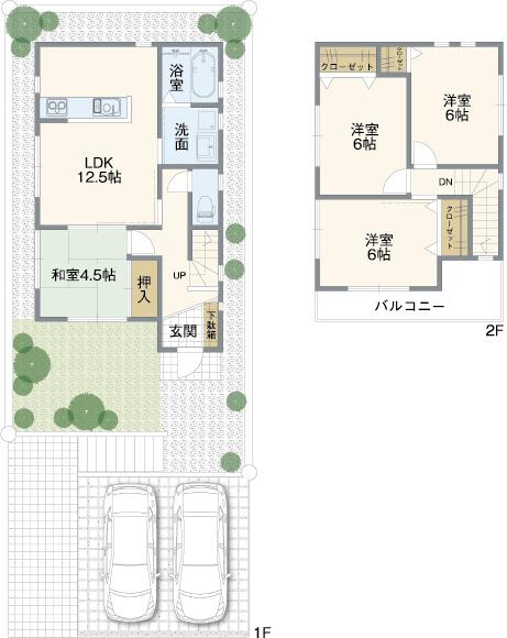 Building plan example (floor plan). Building plan example 4LDK, Land price 19.6 million yen, Land area 130.58 sq m , Building price 15.7 million yen, Building area 82.62 sq m