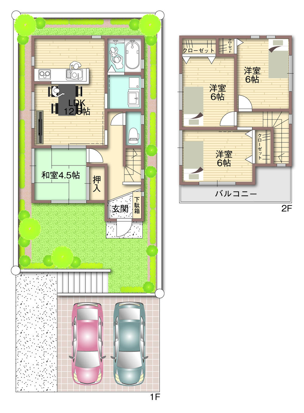 Compartment view + building plan example. Building plan example, Land price 19.6 million yen, Land area 130.58 sq m , Building price 16,970,000 yen, Building area 89.1 sq m garage three Allowed 4LDK plan