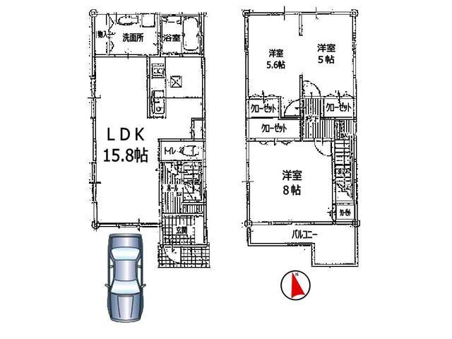 Floor plan. 29,800,000 yen, 3LDK, Land area 87.83 sq m , Building area 84.46 sq m Takatsuki Shosho-cho Newly built condominiums All one building