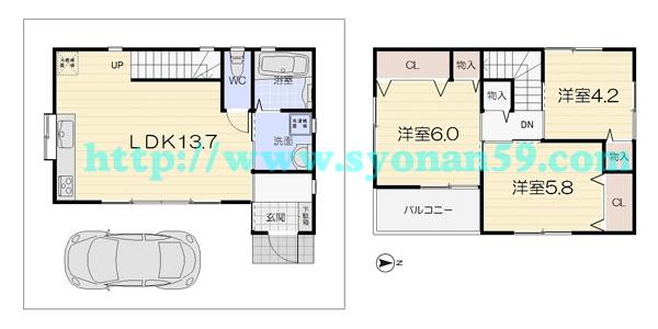 Floor plan. 24,800,000 yen, 3LDK, Land area 57.22 sq m , Building area 65.61 sq m floor plan