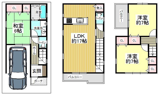 Floor plan. 24,800,000 yen, 3LDK, Land area 58.27 sq m , Building area 101.59 sq m
