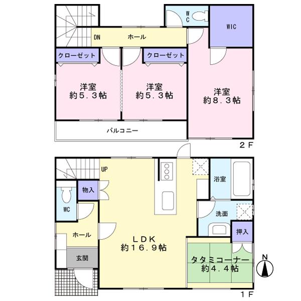 Floor plan. 52,950,000 yen, 4LDK + S (storeroom), Land area 143.3 sq m , Building area 102.4 sq m