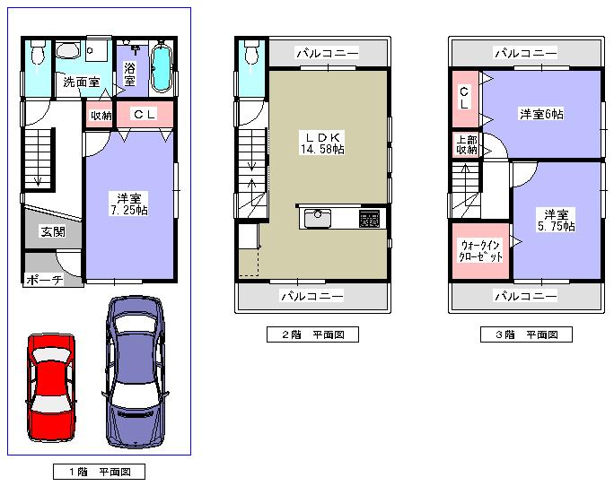 Compartment view + building plan example. Building plan example, Land price 8.2 million yen, Land area 67.47 sq m , Building price 15.6 million yen, Building area 86.52 sq m