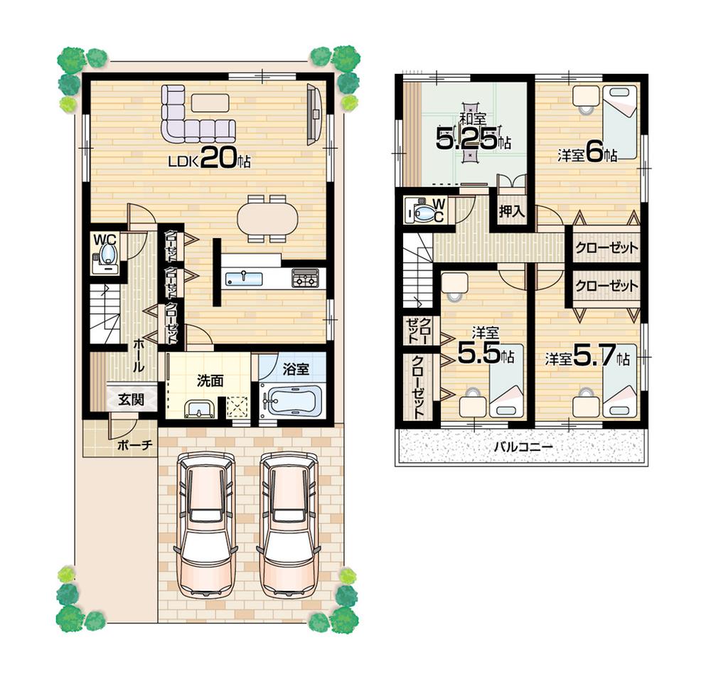 Floor plan. (No. 5 locations), Price 26,900,000 yen, 4LDK, Land area 120.17 sq m , Building area 100.02 sq m