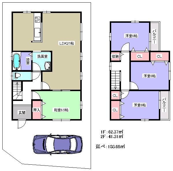 Other building plan example. Building plan example (1 horizontal) Building area 103.68 sq m