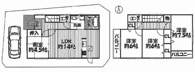 Floor plan. 26,800,000 yen, 4LDK, Land area 87.55 sq m , Building area 93.56 sq m