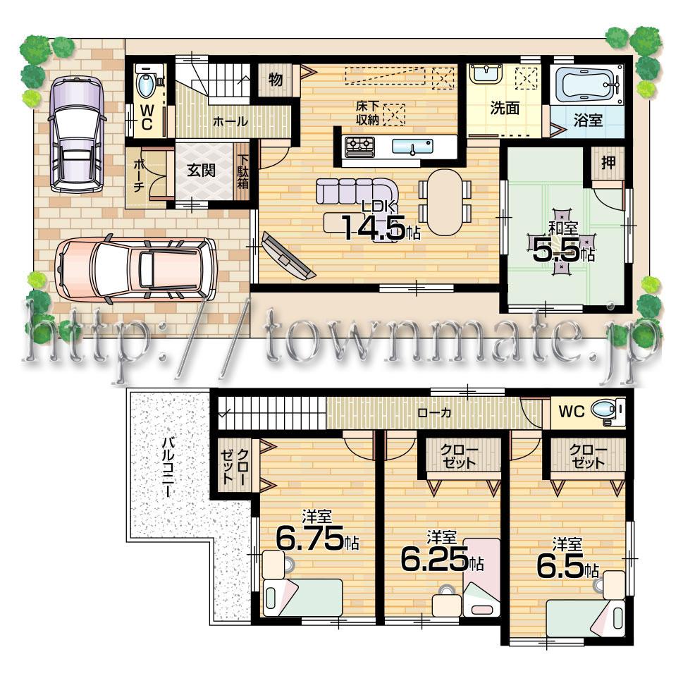 Floor plan. (No. 15), Price 29,800,000 yen, 4LDK, Land area 98.41 sq m , Building area 92.34 sq m