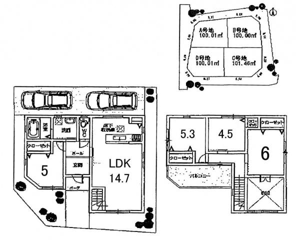 Compartment view + building plan example. Building plan example, Land price 18.6 million yen, Land area 100.01 sq m , Building price 13,817,000 yen, Building area 86.31 sq m
