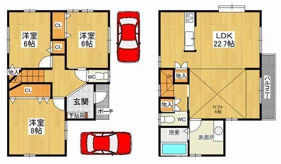 Floor plan. 32,500,000 yen, 3LDK, Land area 97.94 sq m , Building area 99.4 sq m