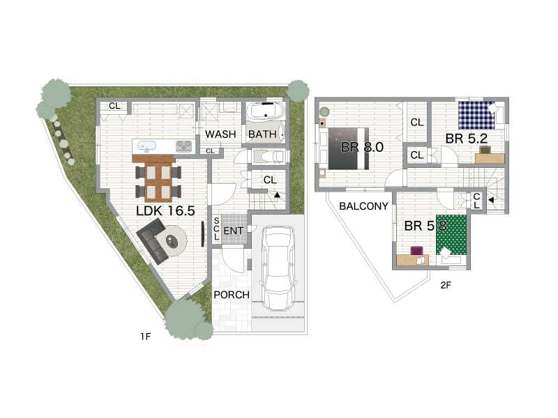 Other building plan example. Building plan example (No. 2 place) building price 16,120,000 yen, Building area 84.57 sq m