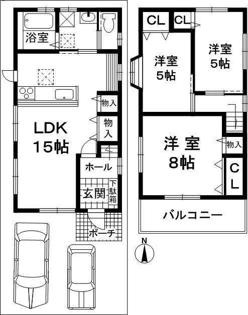 Floor plan. 29,800,000 yen, 3LDK, Land area 79.74 sq m , Building area 75.6 sq m