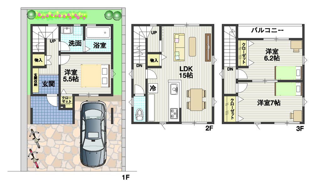 Floor plan. 26,800,000 yen, 3LDK, Land area 63.09 sq m , Building area 85.86 sq m