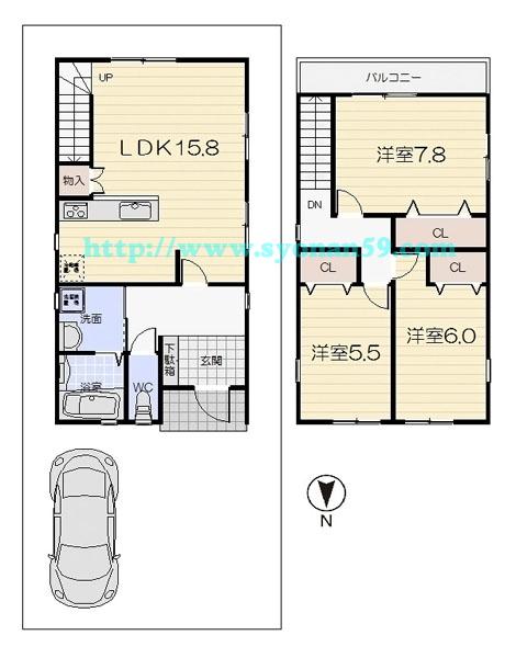 Floor plan. 24,800,000 yen, 3LDK, Land area 94.5 sq m , Building area 89.01 sq m floor plan