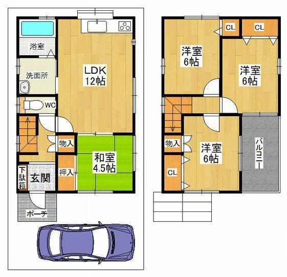 Floor plan. 30,100,000 yen, 4LDK, Land area 76.74 sq m , Building area 81 sq m