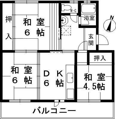 Floor plan. 3DK, Price 6.3 million yen, Occupied area 48.94 sq m , Balcony area 9.2 sq m