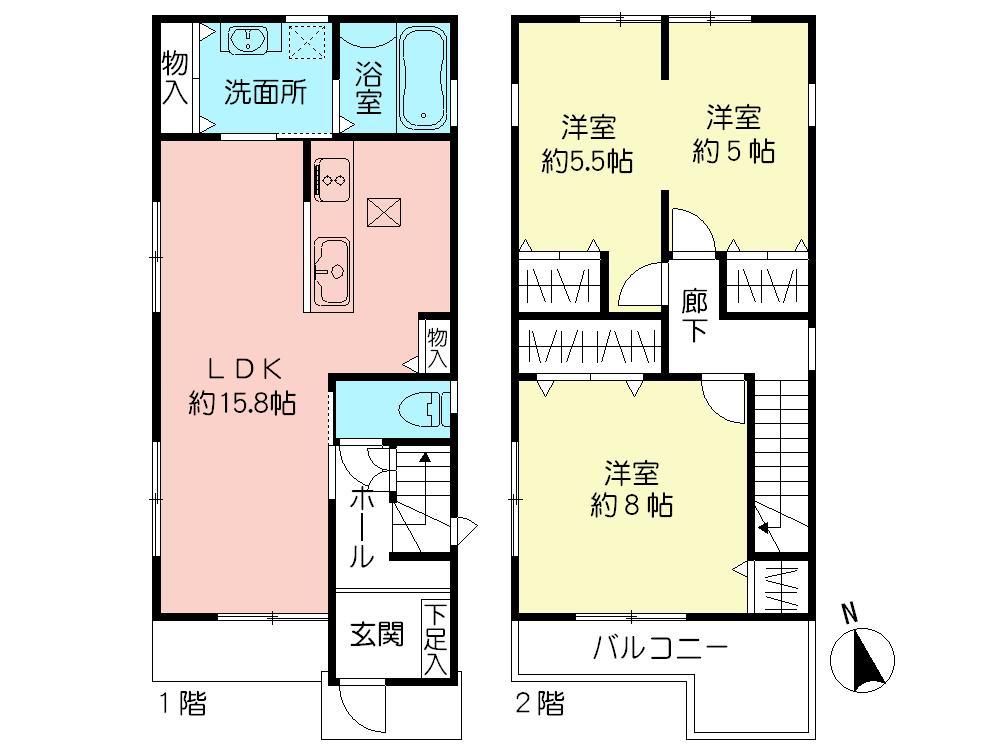 Floor plan. 29,800,000 yen, 3LDK, Land area 87.83 sq m , Building area 84.46 sq m floor plan