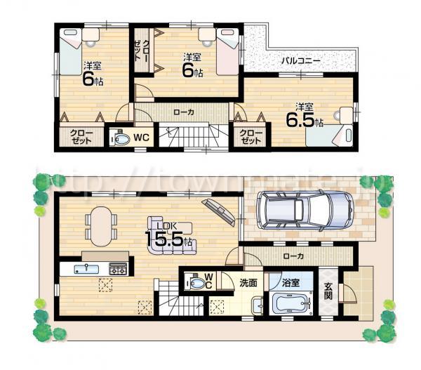 Floor plan. 28.8 million yen, 3LDK, Land area 84.35 sq m , Building area 81 sq m land area 84.35 square meters building area 81.00 square meters