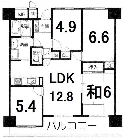 Floor plan. 4LDK, Price 15.8 million yen, Occupied area 77.73 sq m , Balcony area 11.84 sq m south-facing! 4LDK!