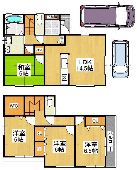 Floor plan. 28.8 million yen, 4LDK, Land area 100.06 sq m , House building area 94.77 sq m walk-in closet is attractive