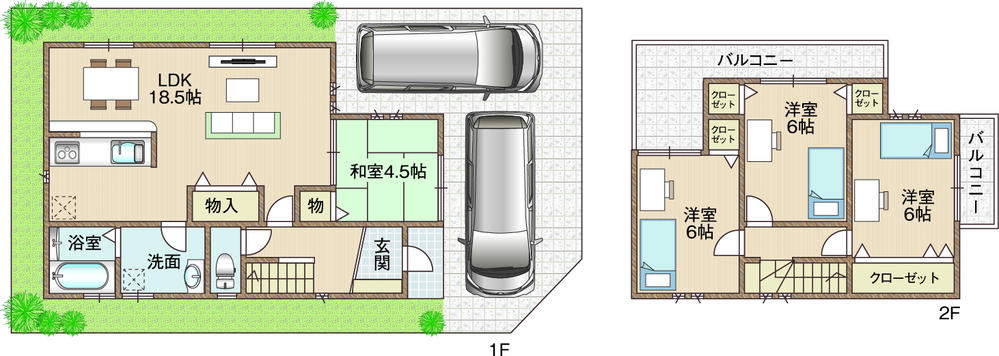 Building plan example (floor plan). Building plan example building price 17.8 million yen, Building area 94.77 sq m