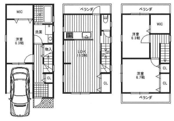 Floor plan. 25,380,000 yen, 3LDK, Land area 64.57 sq m , Building area 114.6 sq m
