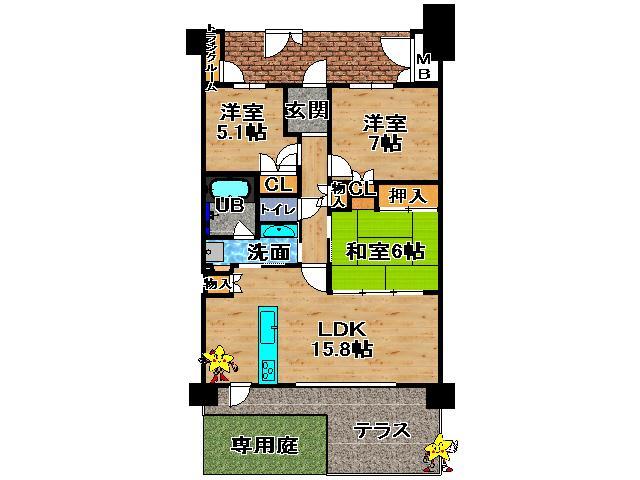 Floor plan. 3LDK, Price 25,800,000 yen, Occupied area 76.09 sq m , Balcony area 16.17 sq m floor plan