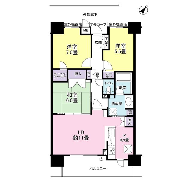Floor plan. 3LDK, Price 38 million yen, Occupied area 75.16 sq m , Balcony area 10.5 sq m