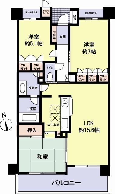 Floor plan. 3LDK, Price 20.8 million yen, Footprint 72.9 sq m , Balcony area 11.19 sq m