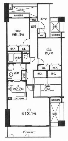 Floor plan. 3LDK, Price 15.9 million yen, Footprint 83.7 sq m , Balcony area 8.1 sq m