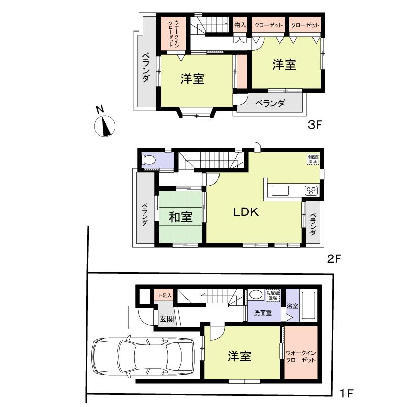 Floor plan. 28,400,000 yen, 4LDK, Land area 68.8 sq m , Building area 103.85 sq m