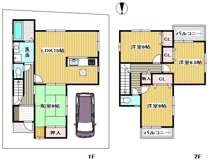 Floor plan. 31,800,000 yen, 4LDK, Land area 98.57 sq m , Bright LDK since the west side of the building area 94.77 sq m property is vacant