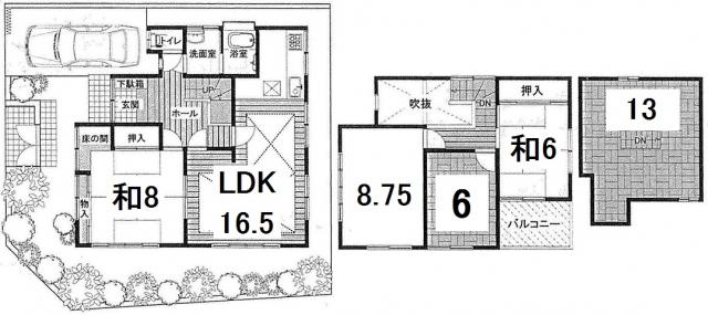 Floor plan. 35 million yen, 4LDK, Land area 141.12 sq m , Building area 104.84 sq m southwest corner lot! 4LDK!