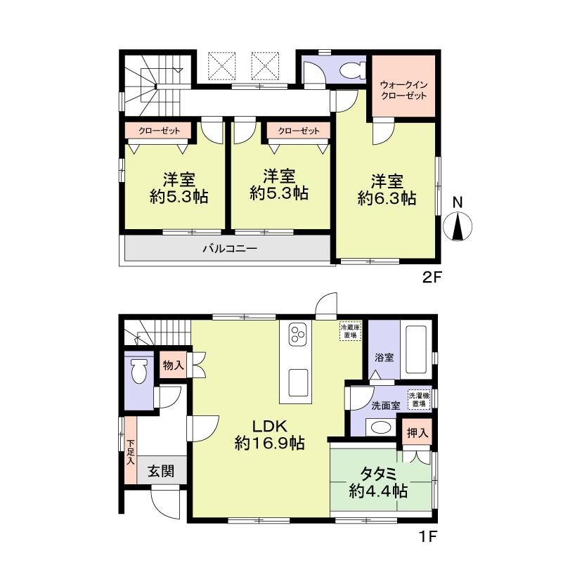 Floor plan. 52,950,000 yen, 3LDK, Land area 143.3 sq m , Building area 102.4 sq m indoor (December 2013) Shooting
