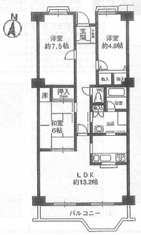 Floor plan. 3LDK, Price 17,900,000 yen, Occupied area 77.87 sq m , Balcony area 7.9 sq m