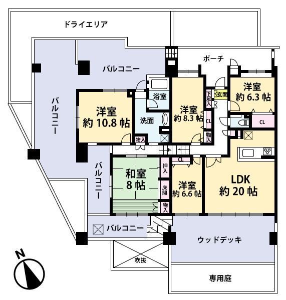 Floor plan. 5LDK, Price 29,800,000 yen, Footprint 141.65 sq m , Balcony area 102.69 sq m
