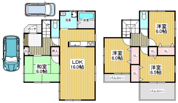 Floor plan. 35,800,000 yen, 4LDK, Land area 109.03 sq m , Building area 95.58 sq m all room 6 tatami mats or more, Spacious living space with storage space ☆