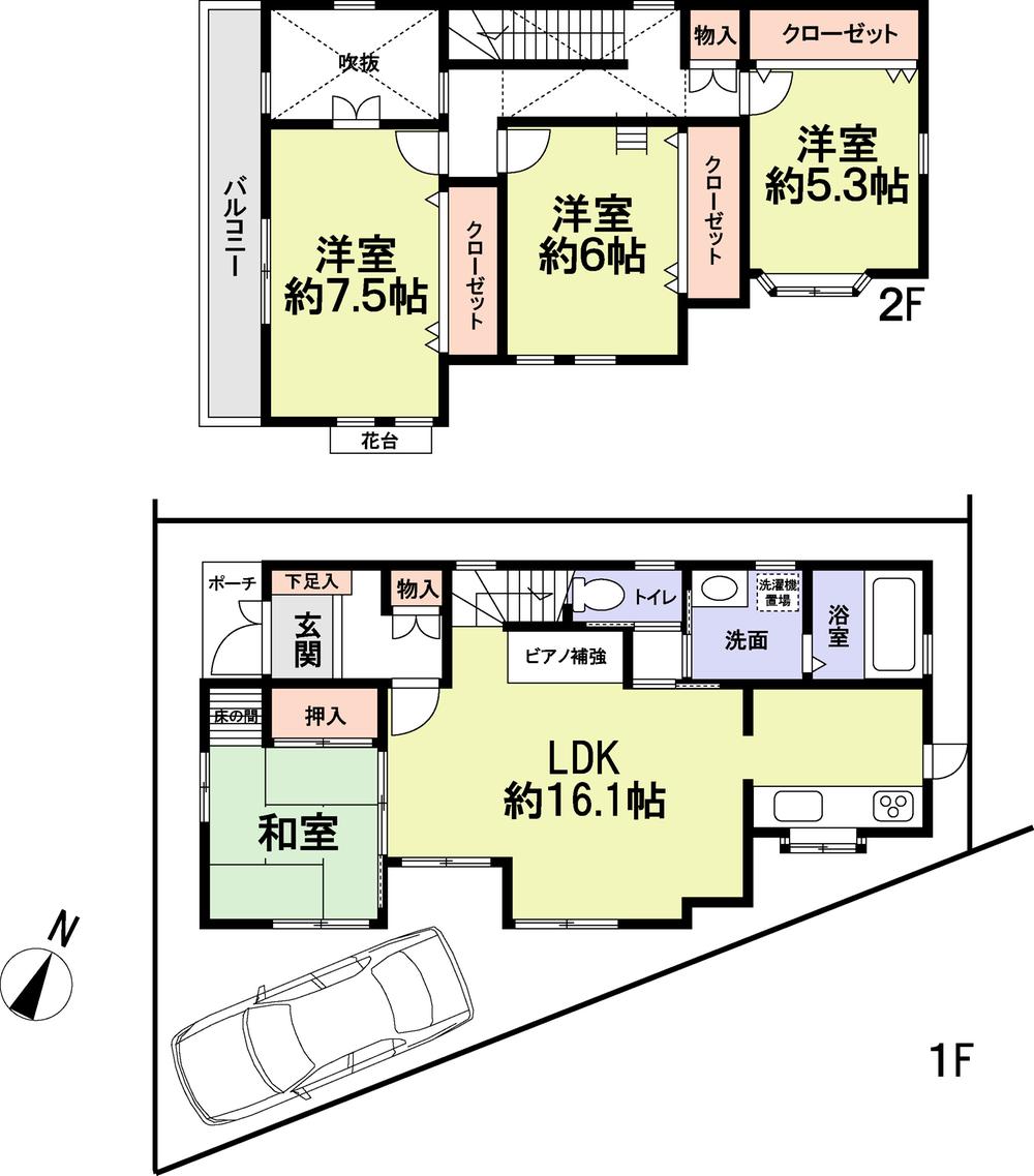 Floor plan. 27,800,000 yen, 4LDK, Land area 87.86 sq m , Building area 97.73 sq m
