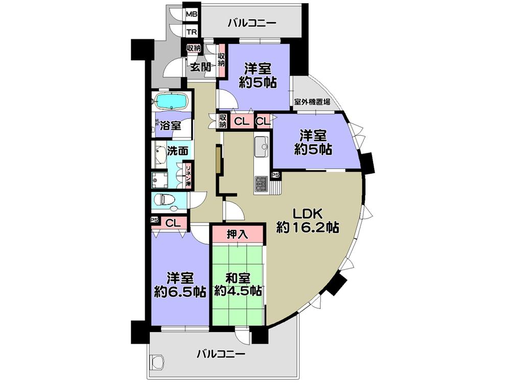 Floor plan. 4LDK, Price 42,500,000 yen, Occupied area 84.02 sq m , Balcony area 17.89 sq m