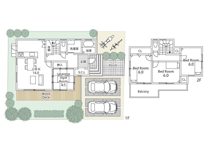 Other building plan example. Building plan example,  Building price 16 million yen, Building area 98.54 sq m