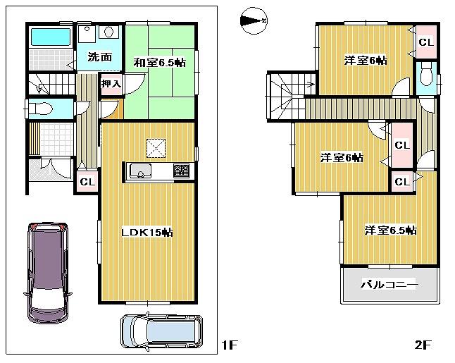 Floor plan. 29,800,000 yen, 4LDK, Land area 98.84 sq m , Building area 95.58 sq m 2 No. land