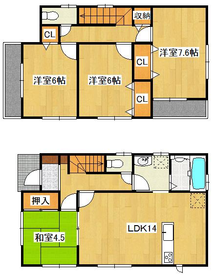 Floor plan. 26,800,000 yen, 4LDK, Land area 87.55 sq m , Building area 93.56 sq m