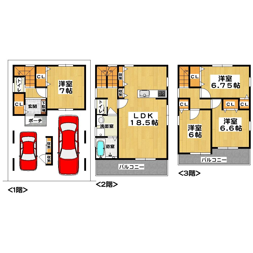 Floor plan. 26,800,000 yen, 4LDK, Land area 78.22 sq m , Building area 109.04 sq m