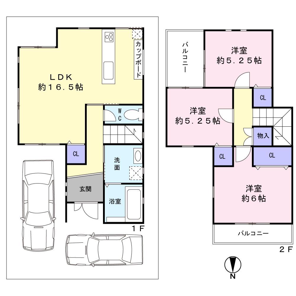 Building plan example (floor plan). Building plan example: Building price 13,829,760 yen, Building area 77.76 sq m