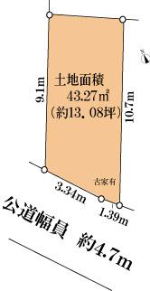 Compartment figure. Land price 7.8 million yen, Land area 43.27 sq m