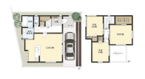 Building plan example (Perth ・ Introspection).  ※ Floor plan of the publication can be changed at the reference plan.   ・ Electrification specification ・ Gas Specifications Can you select  ・ About front road 5.7m  ・ Neighborhood model house tour Allowed