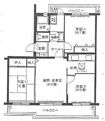 Floor plan. 3LDK, Price 14.5 million yen, Occupied area 73.15 sq m , Balcony area 16.34 sq m   [South-facing balcony] Because it is, Good is per yang! 3 guestrooms facing the south-facing! On-site parking 1 cars [free] Copula!