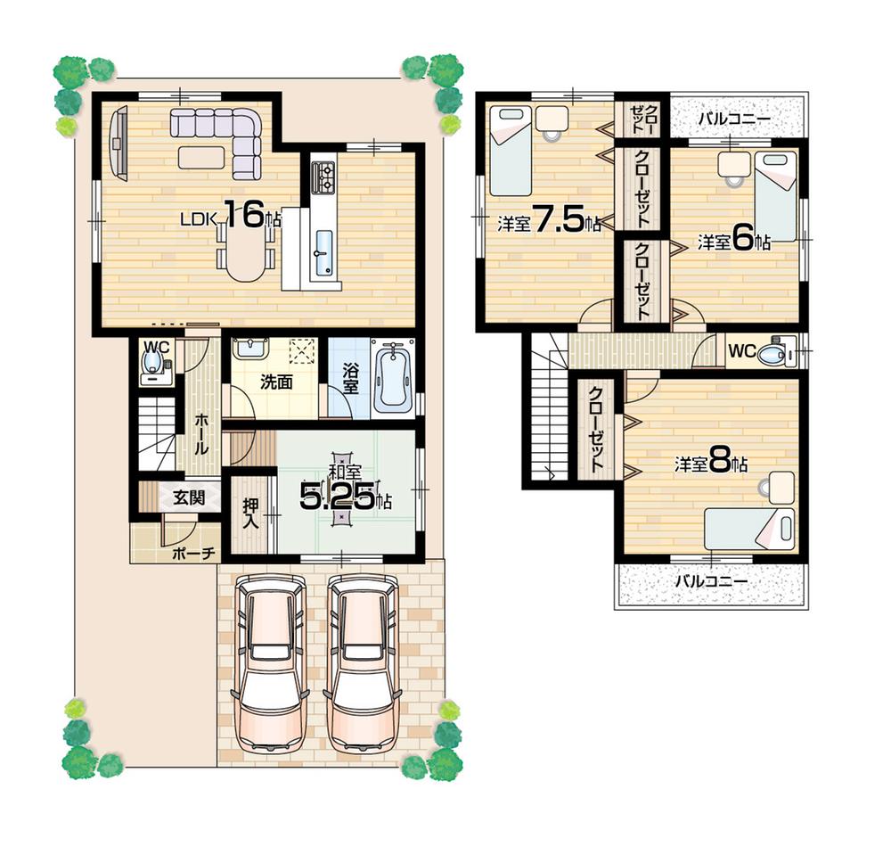 Floor plan. (No. 6 locations), Price 25,900,000 yen, 4LDK, Land area 120.09 sq m , Building area 97.2 sq m