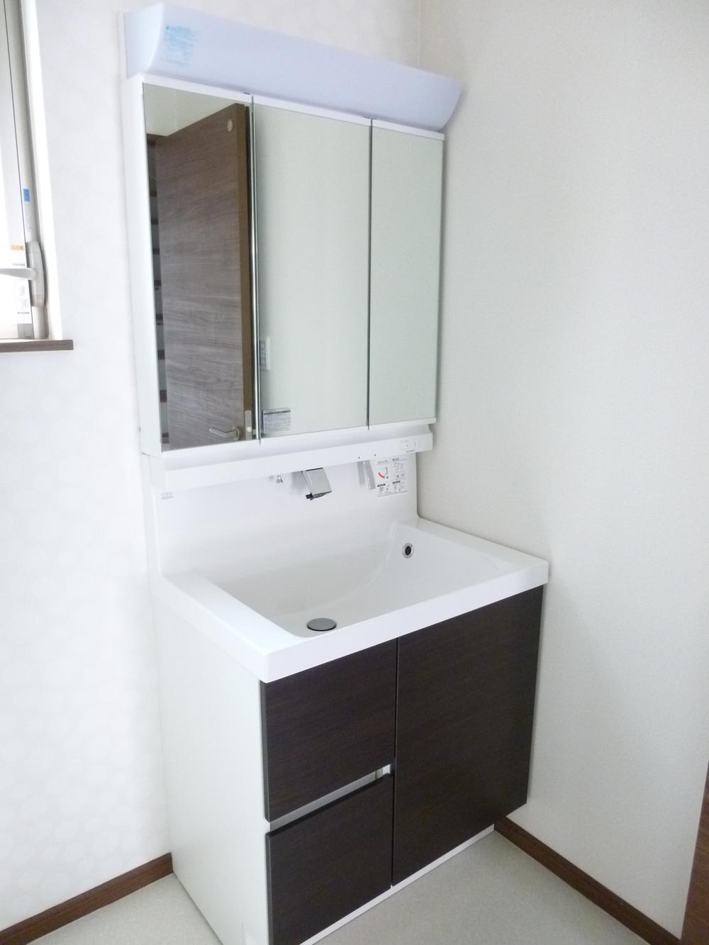 Wash basin, toilet. Stylish bathroom vanity